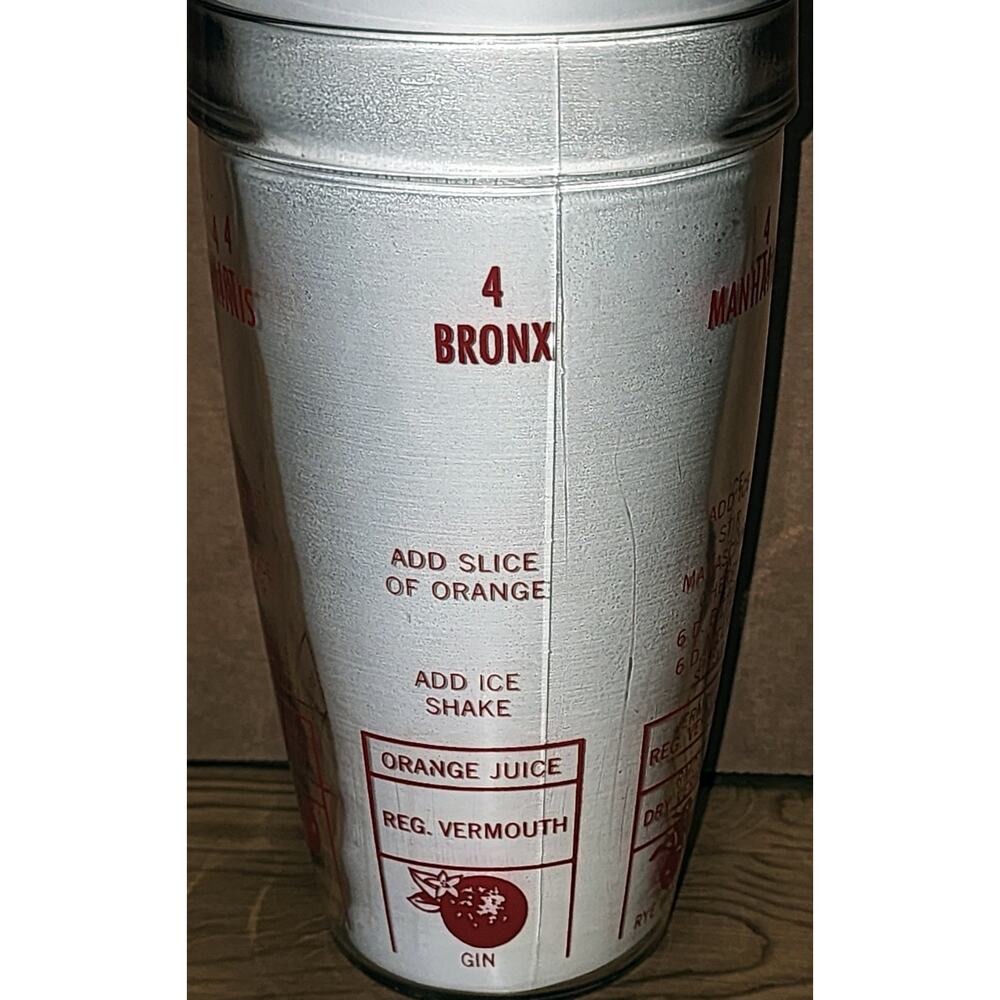 Vintage Barware Bloomfield Industries Glass Shaker Tumbler Drink Mix Recipes